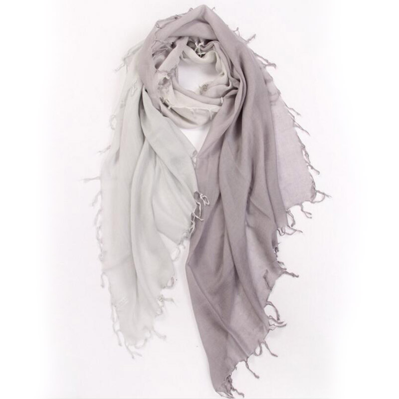Pure Cashmere Scarves Gray Gradient Women Winter Scarf